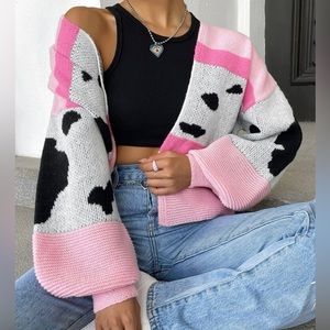 Color block graphic sleeve duster cardigan